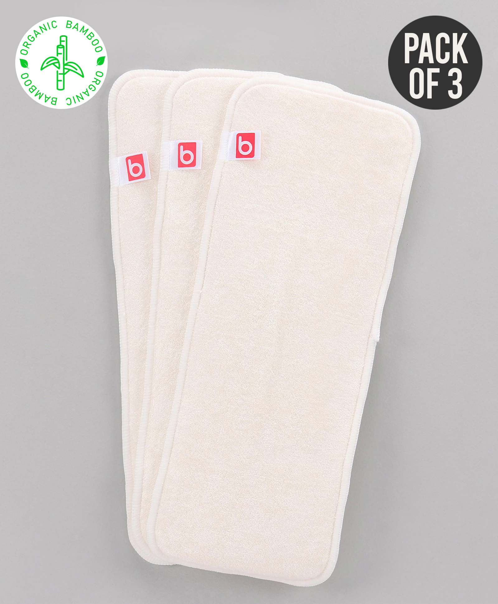 Babyhug Reusable Bamboo Diaper Insert Pack of 3 - White-image-29