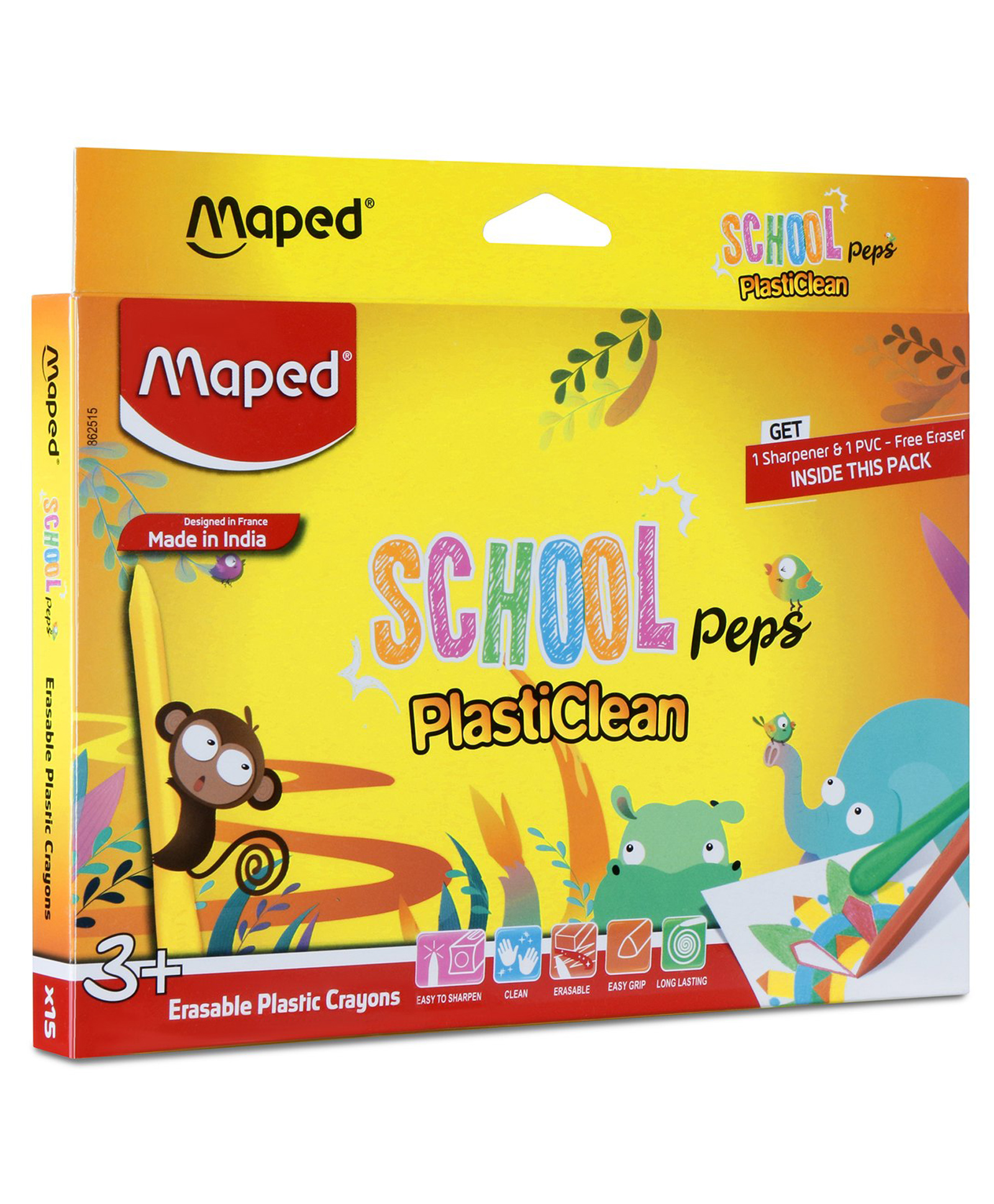 Maped Color Peps Plastic Crayons Pack of 15 Shades - Multicolor-picture-4