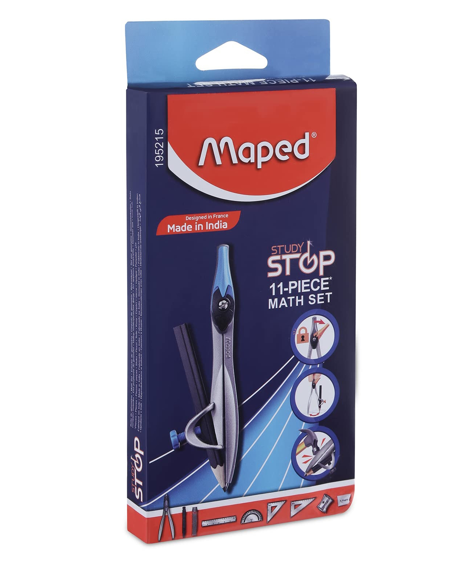 Maped Geometry Box Blue Pack of 1 - 11 Pieces-image-0