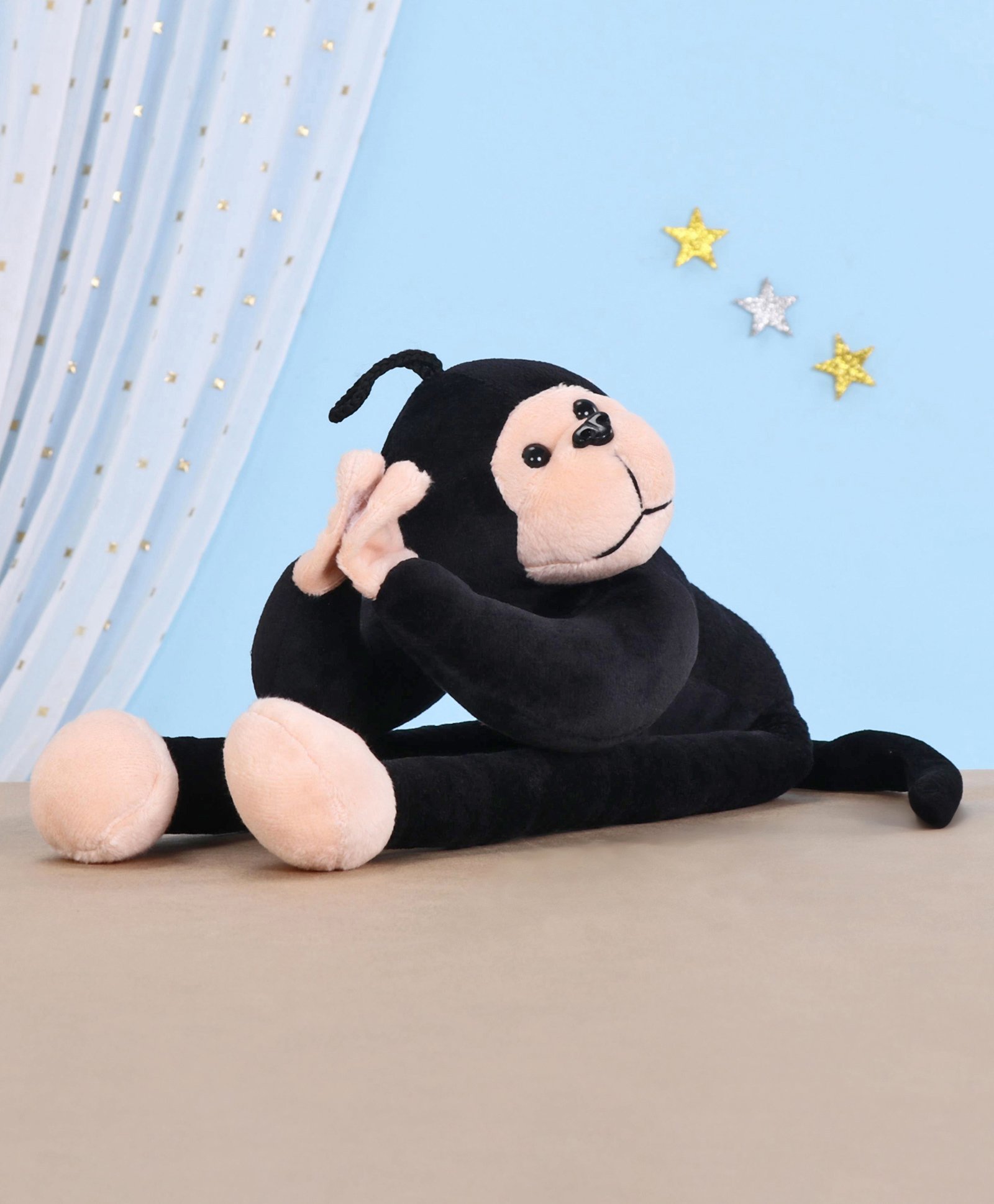 Toytales Namaste Monkey Soft Toy Black - Length 35 cm-image-40