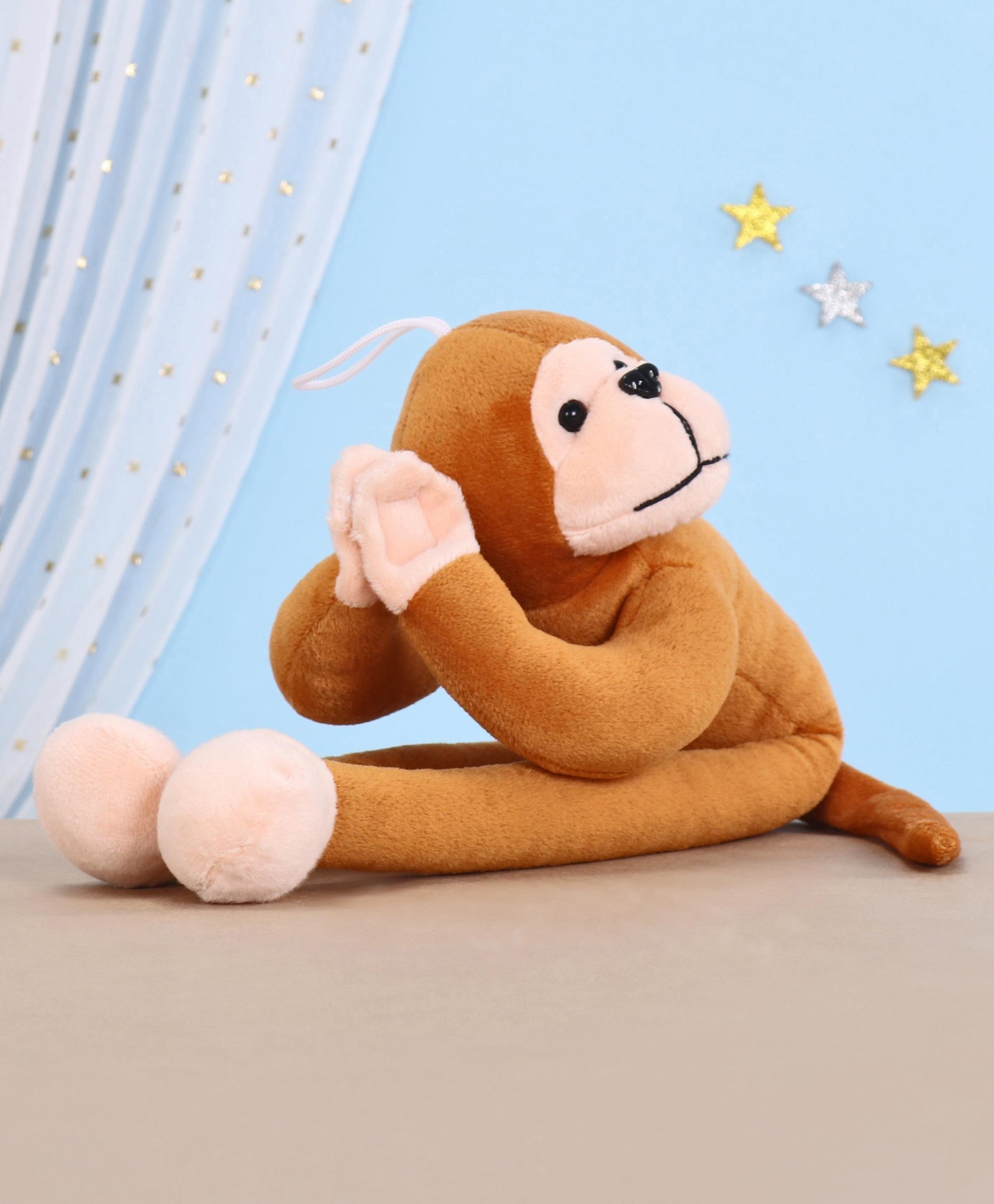 Toytales Namaste Monkey Soft Toy Brown - Length 35 cm-image-38