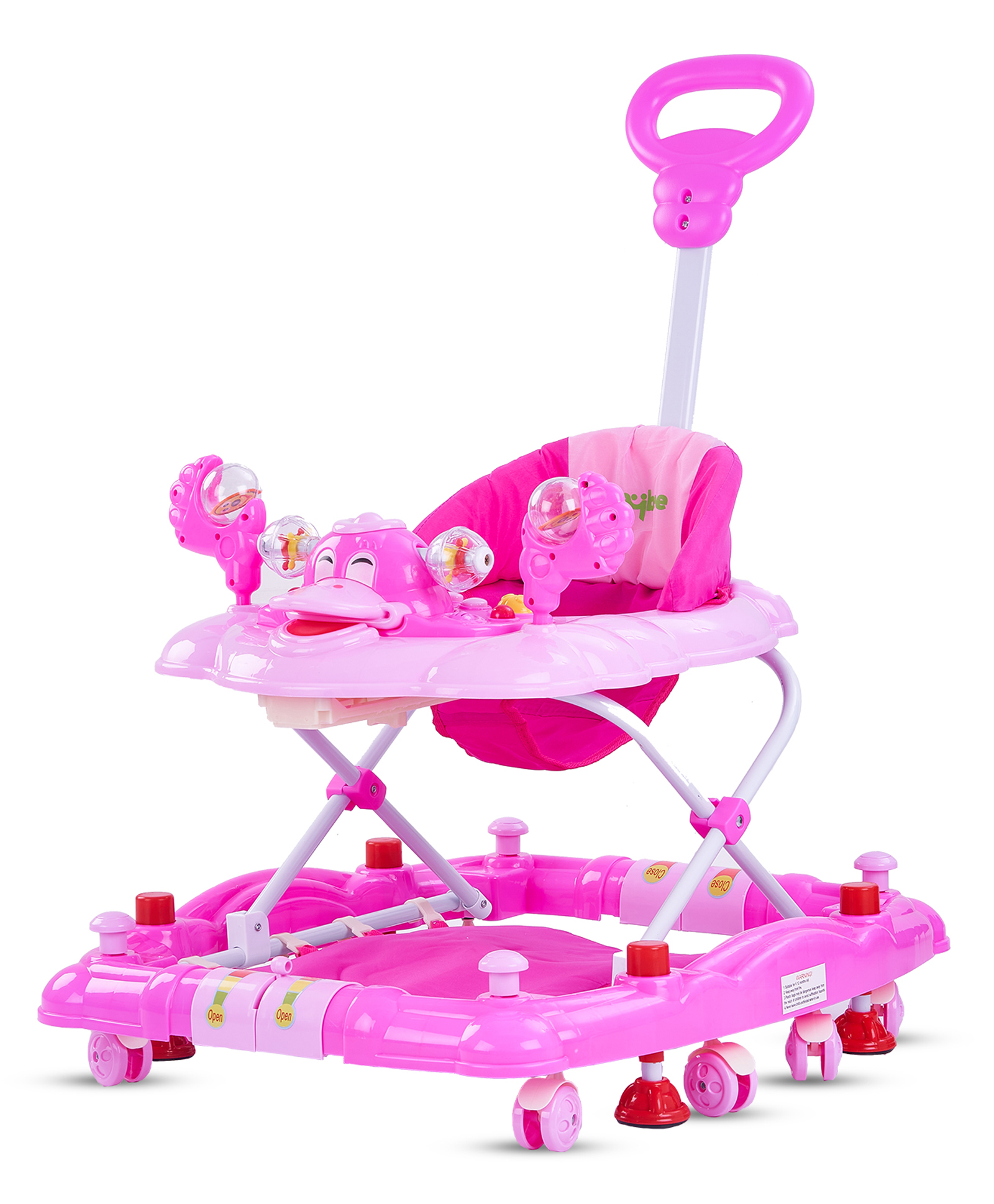 Baybee Cheezy Musical Baby Walker cum Rocker with Parent Handle - Pink-image-34
