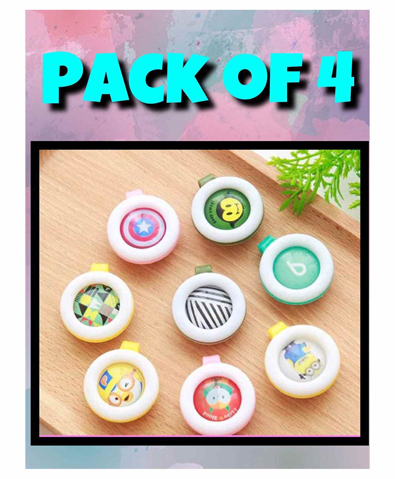 The Little Lookers Reusable Mosquito Repellent Badge Pack of 4 - Colors May Vary-picture-31