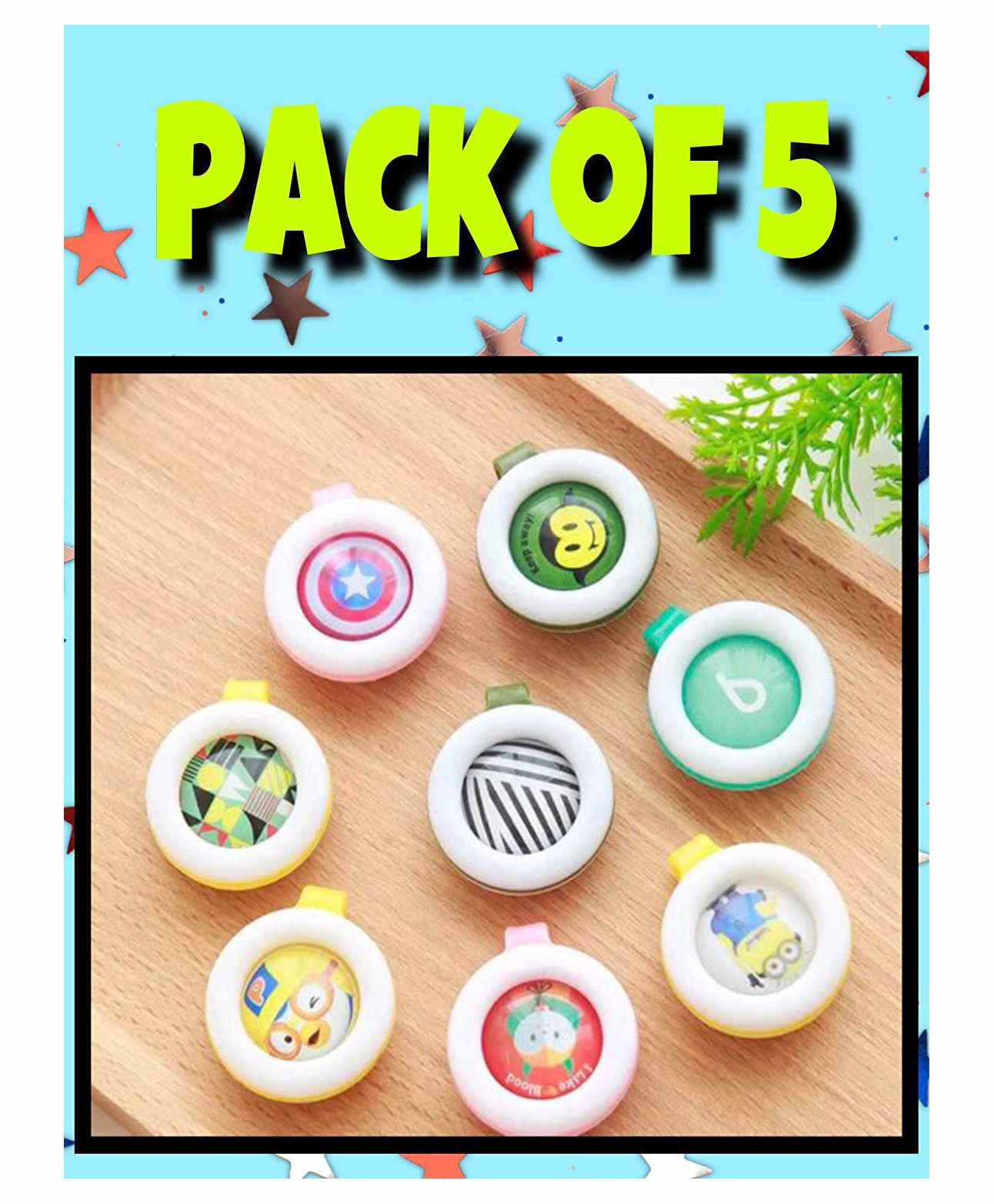 The Little Lookers Reusable Mosquito Repellent Badge Pack of 5 - Colors May Vary-picture-29