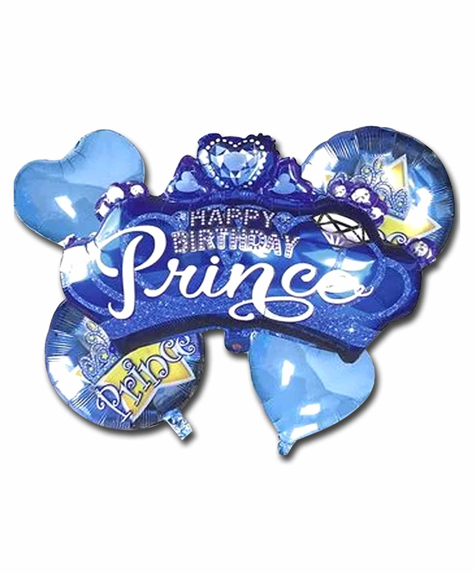 Shopperskart Happy Birthday Prince Crown Shape Foil Balloon For Party Decoration Blue - Pack of 5-image-13