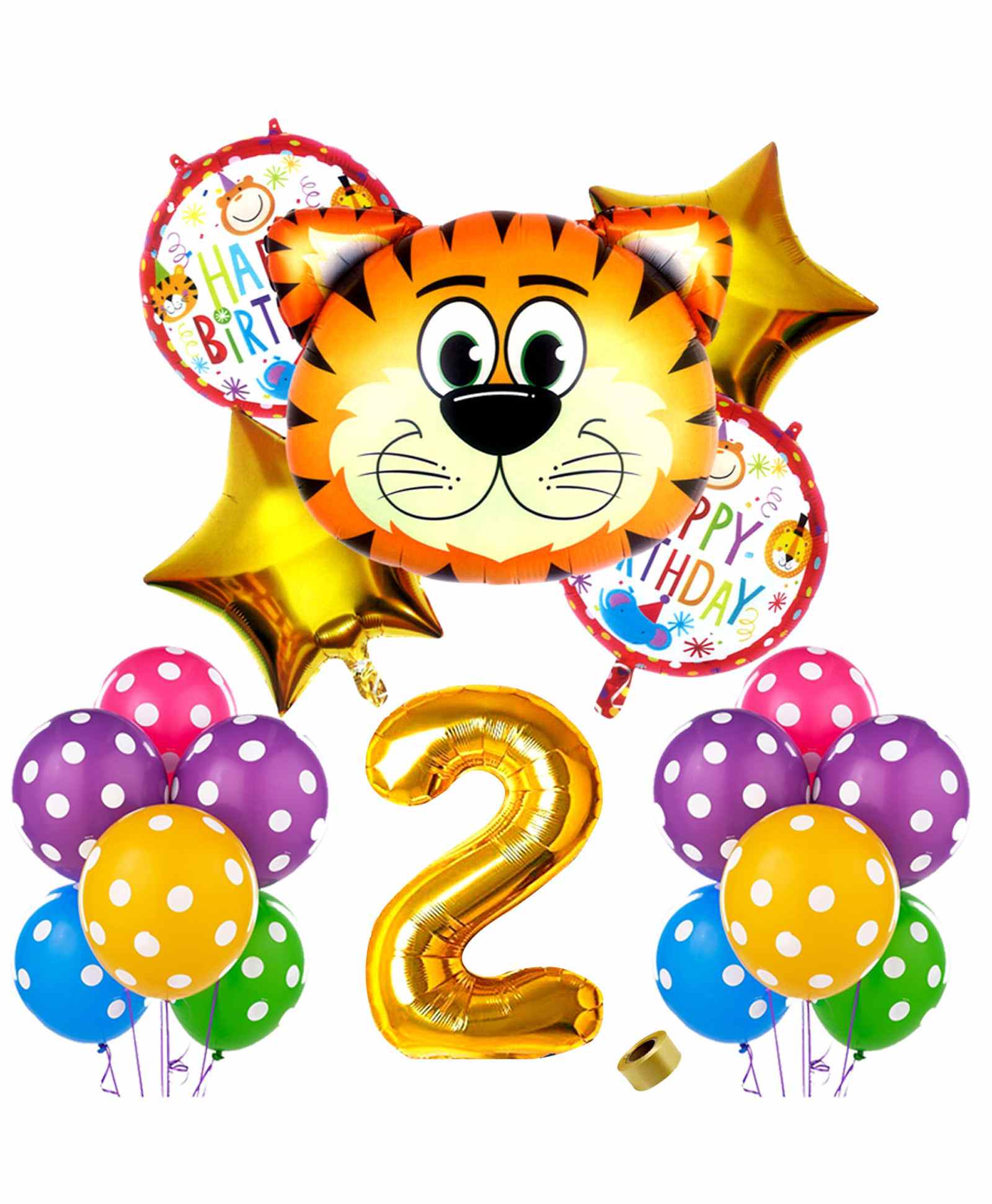 Shopperskart 2nd Happy Birthday Zebra Theme Foil Balloon Multicolor - Pack of 37-image-43