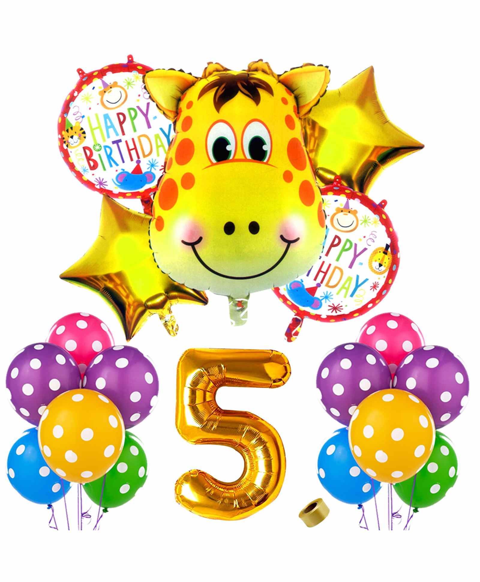 Shopperskart Fifth Happy Birthday Jungle Theme Foil Balloon Multicolor - Pack of 37-image-14