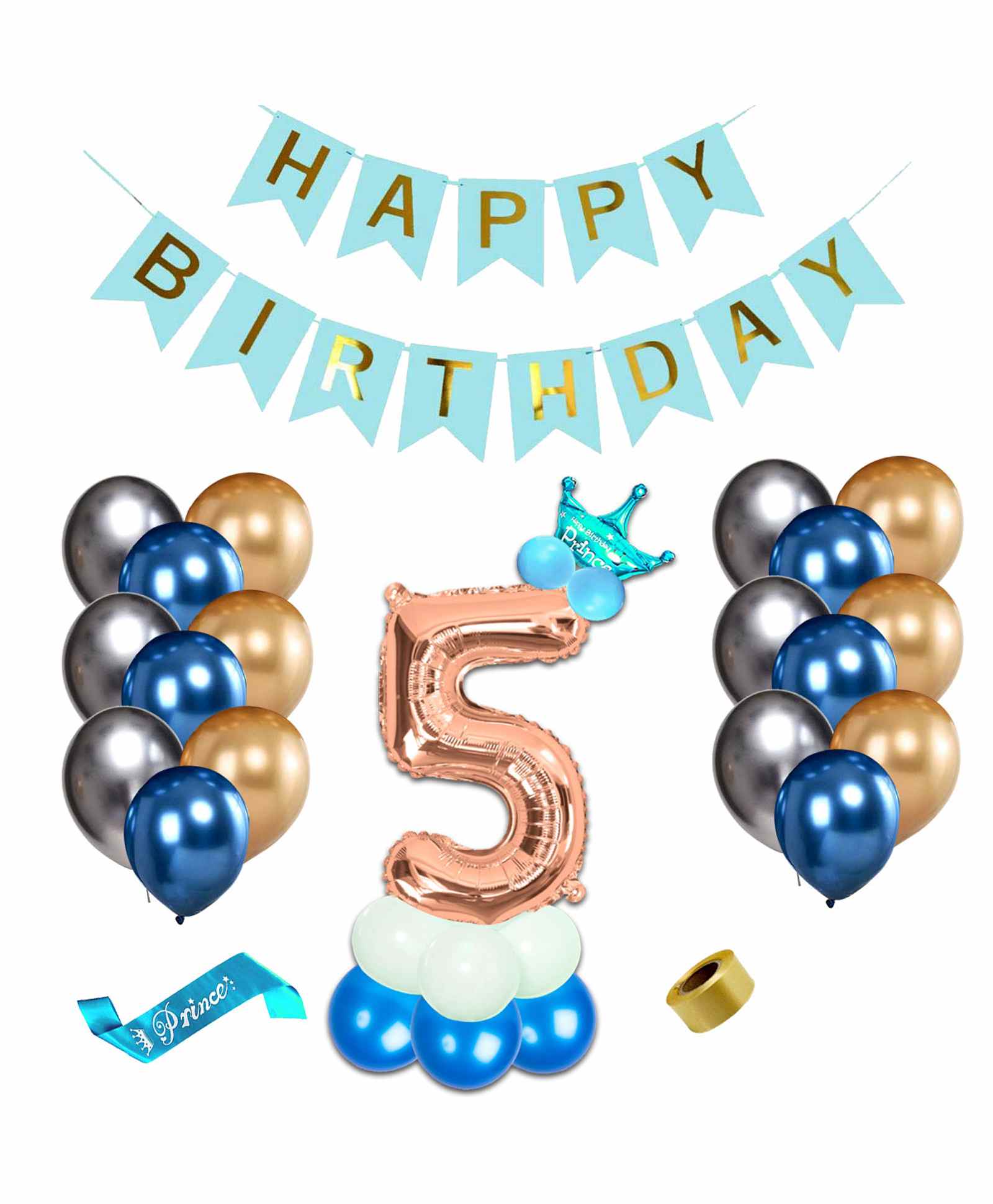 Shopperskart 5th Happy Birthday Themed Balloon Blue - Pack of 46-image-32