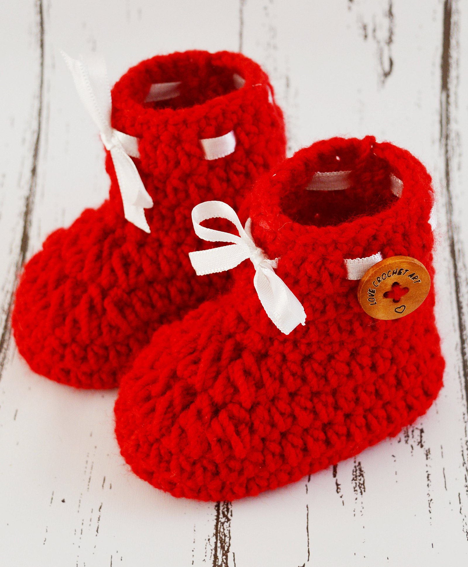 Love Crochet Art Rose Crochet Booties - Red-picture-19