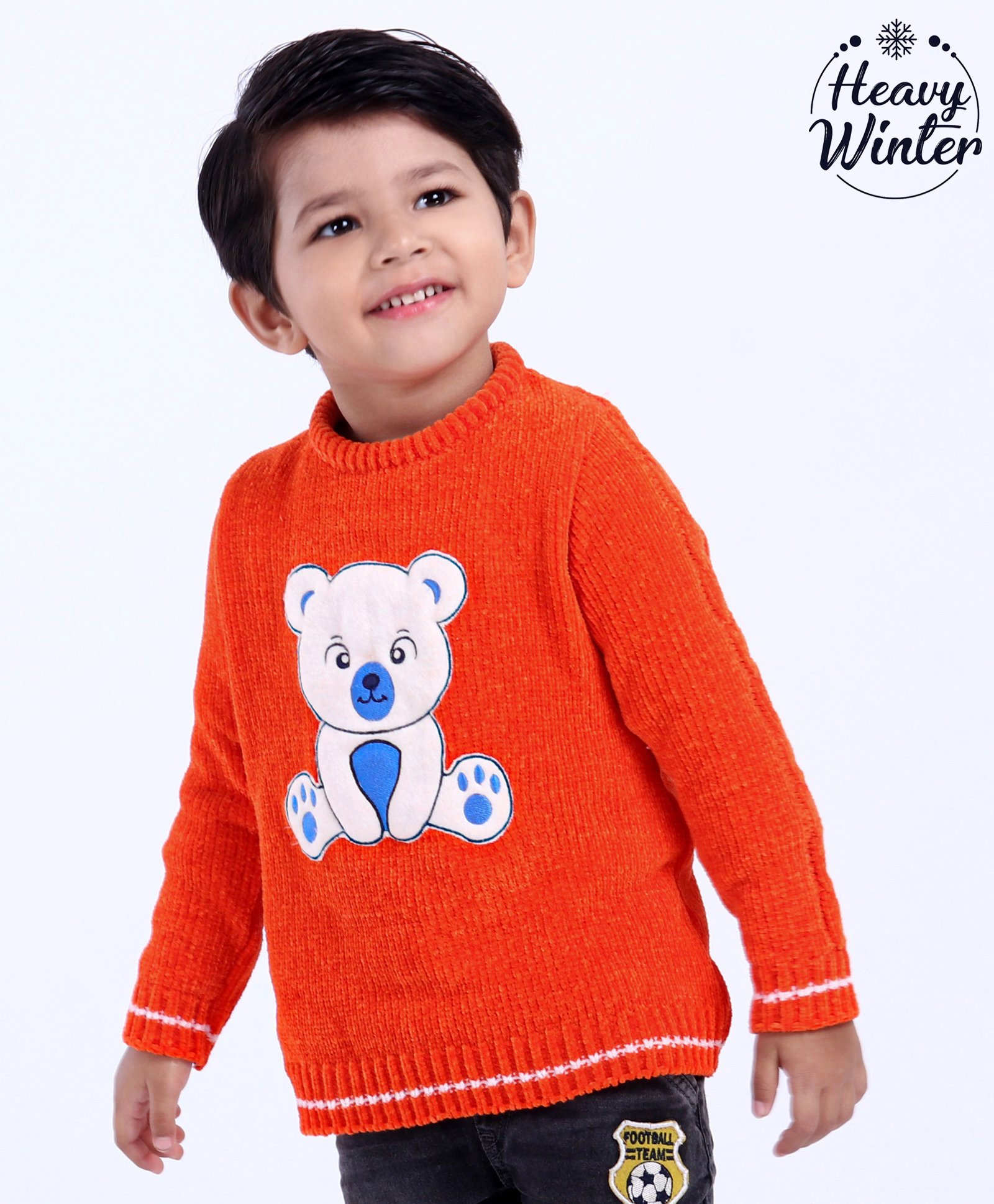 Babyoye Full Sleeves Sweater Acrylic Bear Embroidery - Red-image-16