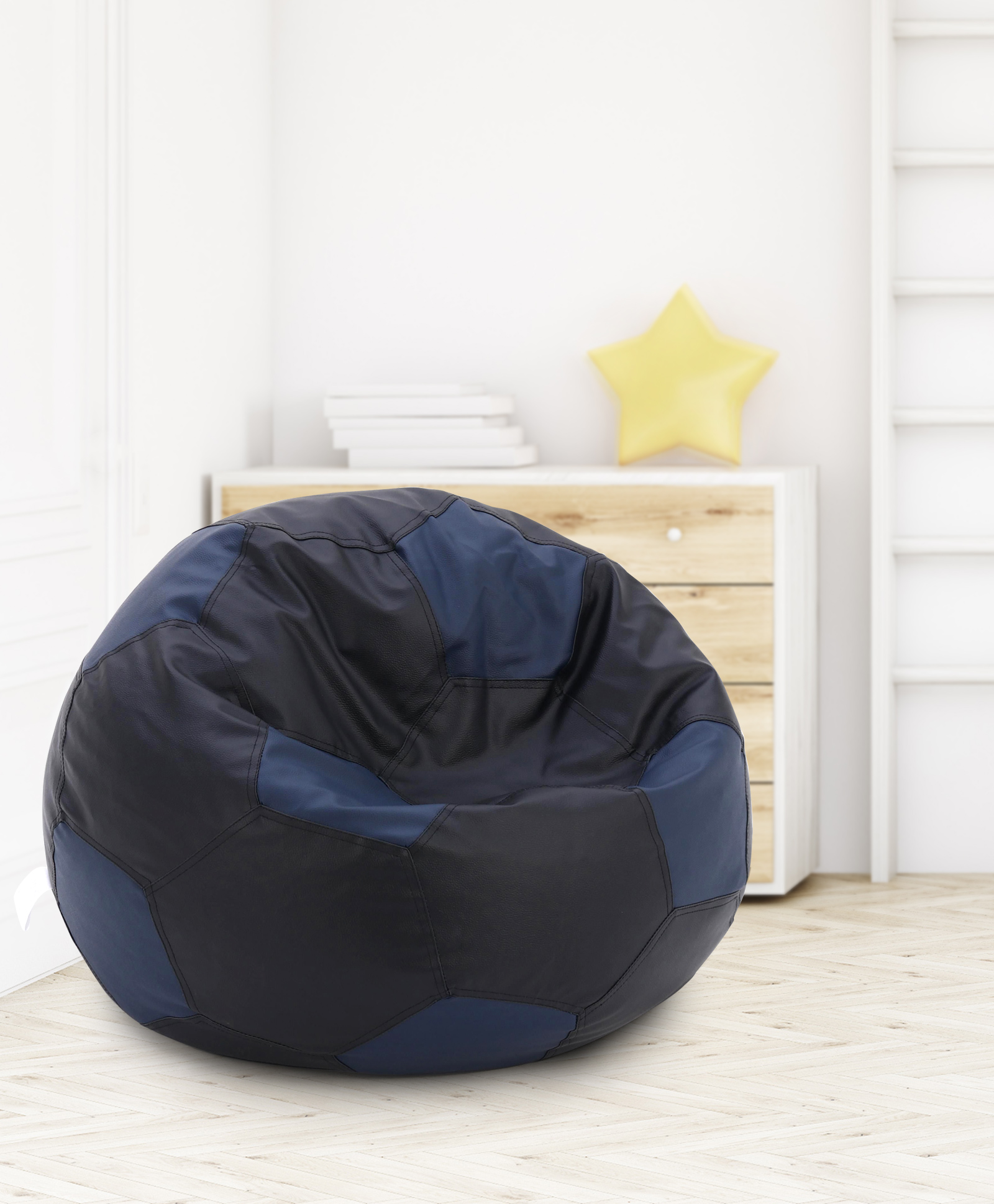 Pine Kids Bean Bag Without Beans Football Print - Blue-image-30