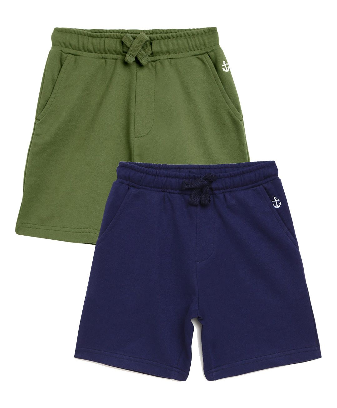 Campana Pack Of 2 Solid Colour Shorts - Green & Navy Blue-picture-21