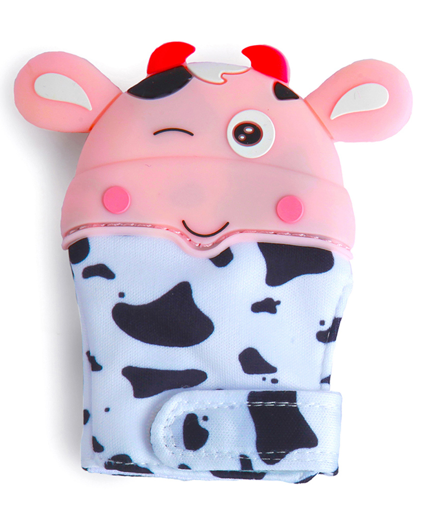 Baby Moo Winking Cow Teething Mitten - Pink White-picture-21