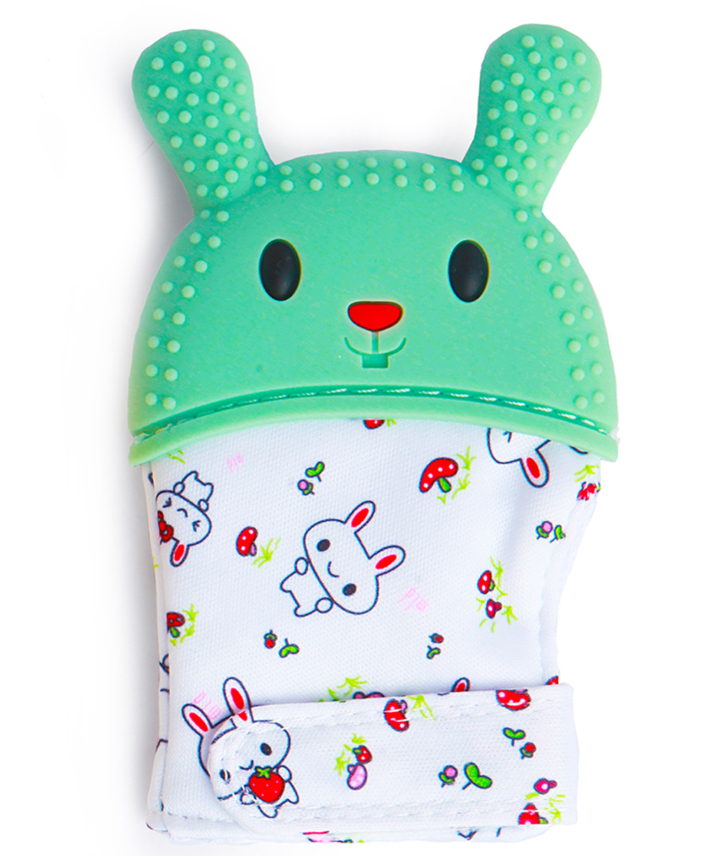 Baby Moo Bunny Teething Mitten - Green White-picture-30