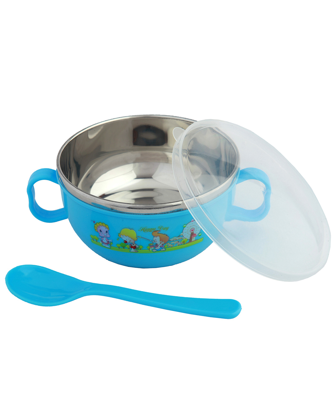 Baby Moo On-The-Go Stainless Steel Bowl With Lid & Spoon - Blue-picture-29