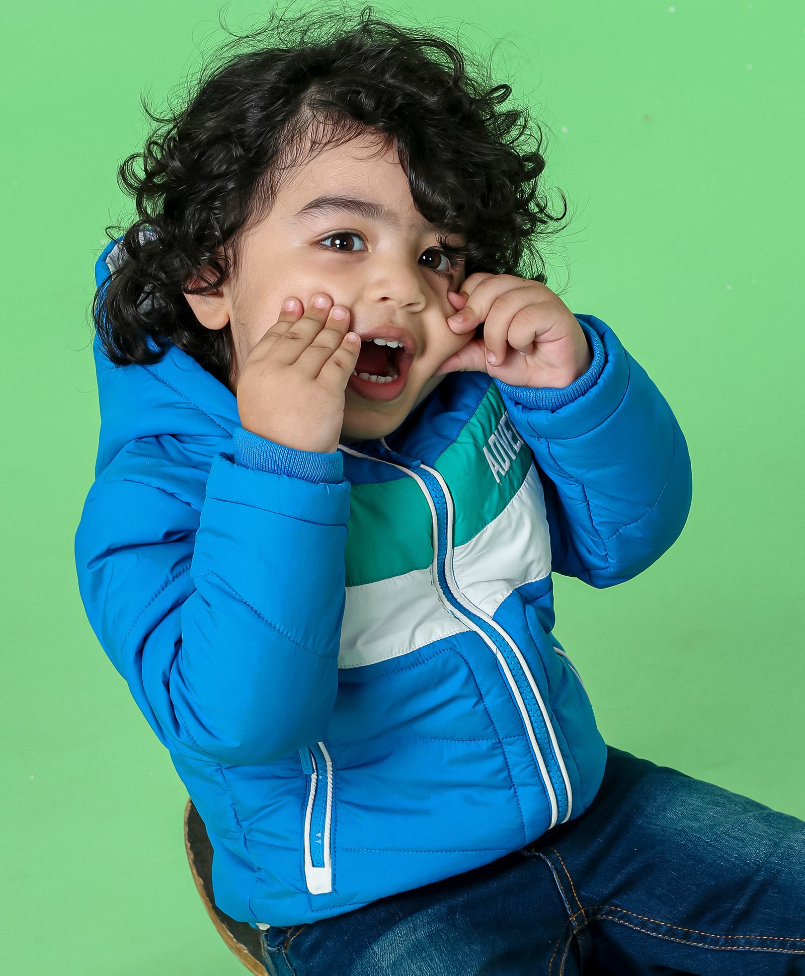 Babyhug Full Sleeves Jacket With Hood Colour Block Print - Blue-image-46