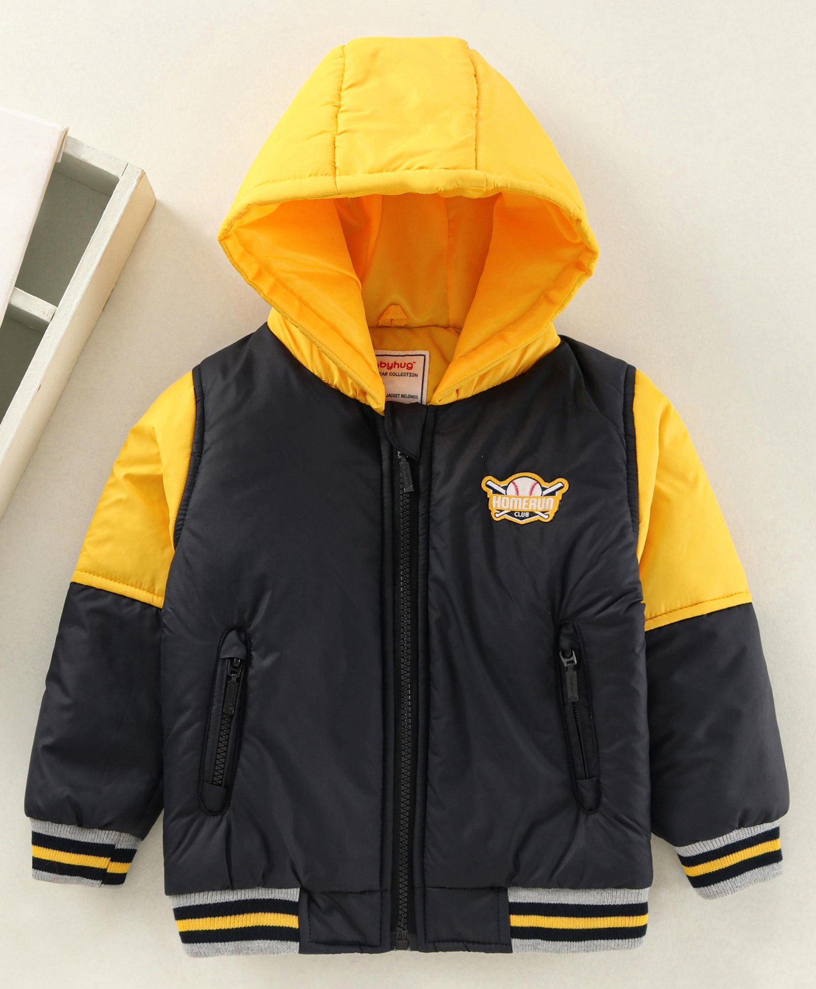 Babyhug Full Sleeve Color Block Hoodie  - Yellow-image-39