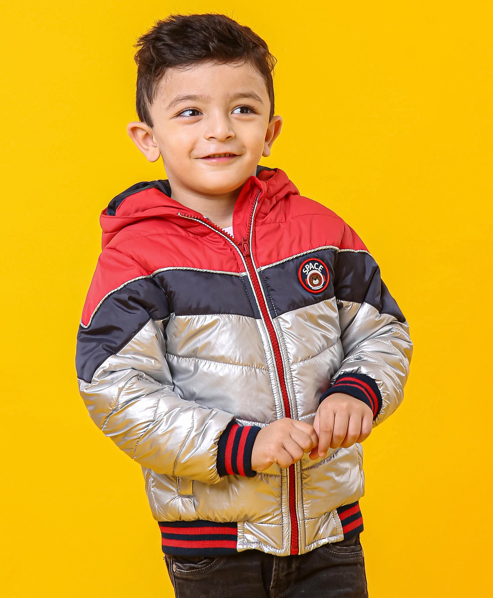 Babyhug Full Sleeves Colorblock Hooded Padded Winter Jacket - Red-picture-21