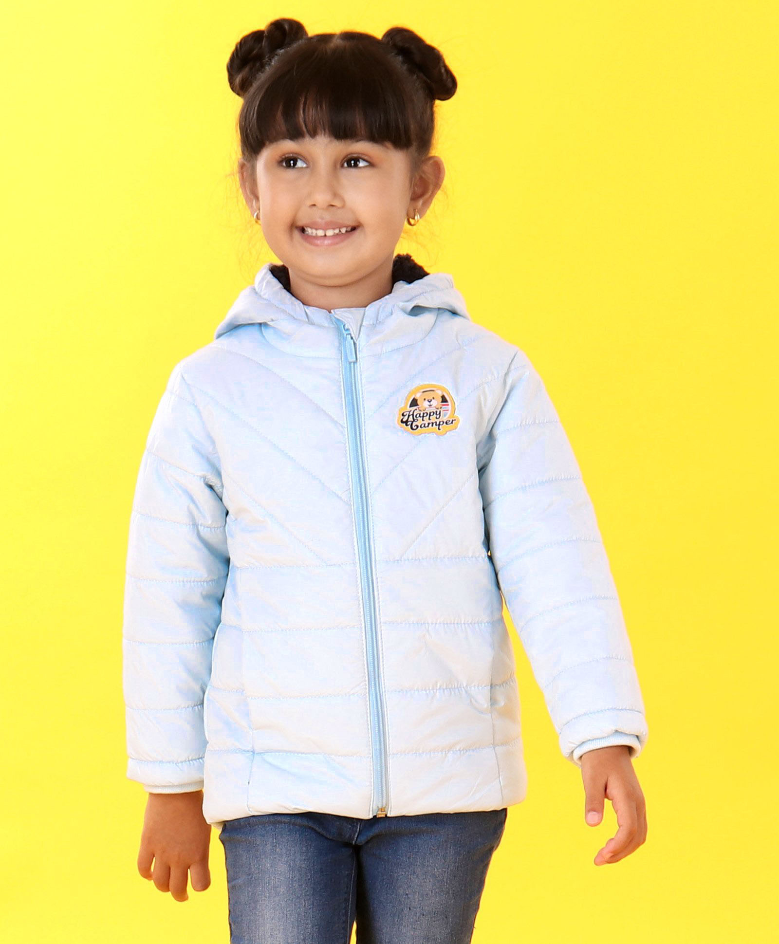 Babyhug Full Sleeves Hooded Quilted Jacket - Blue-image-46