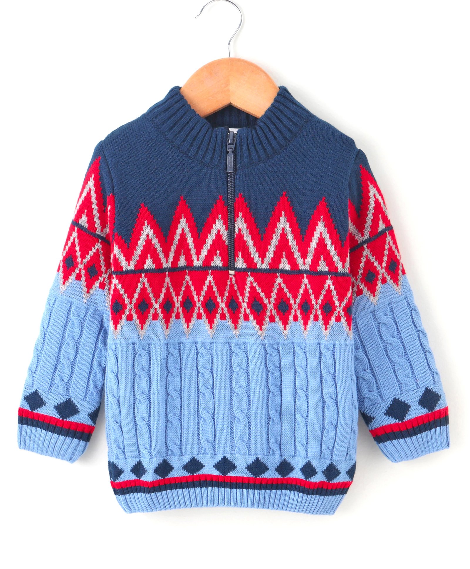 Babyhug Full Sleeves Jacquard Sweater - Multicolor-image-31