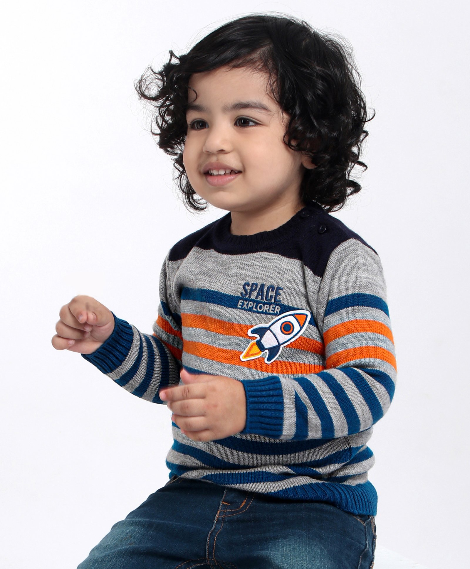 Babyhug Full Sleeves Sweater Striped - Multicolor-image-3