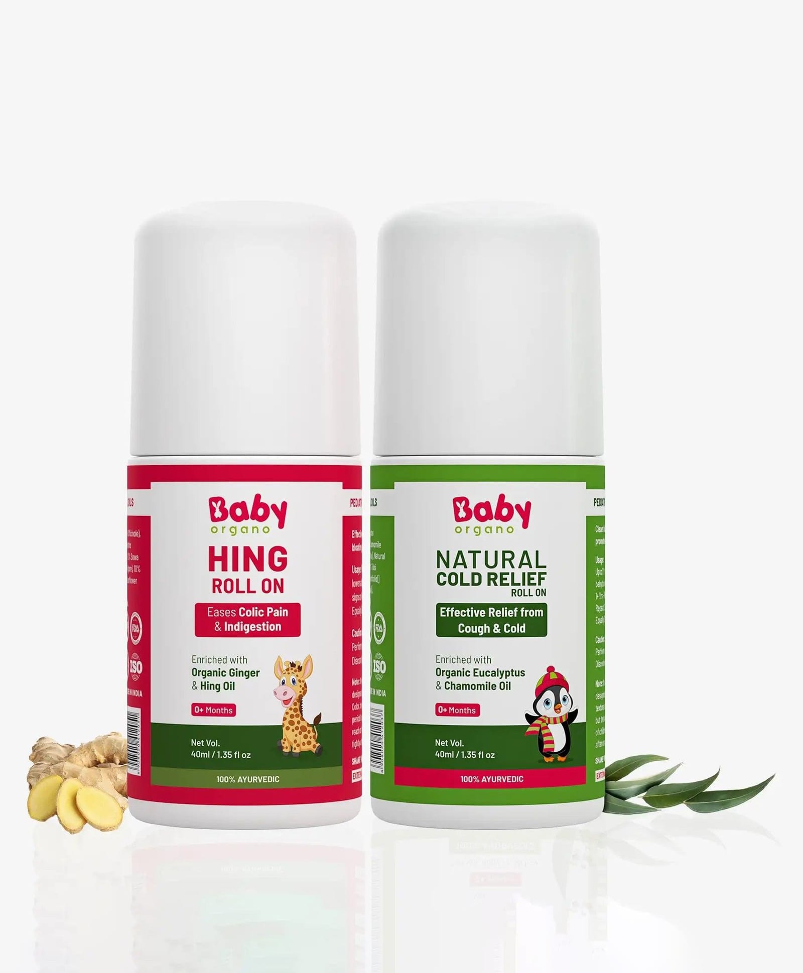 BabyOrgano Combo Of Hing & Natural Cold Roll On Pack Of 2 - 40 ml each-image-48