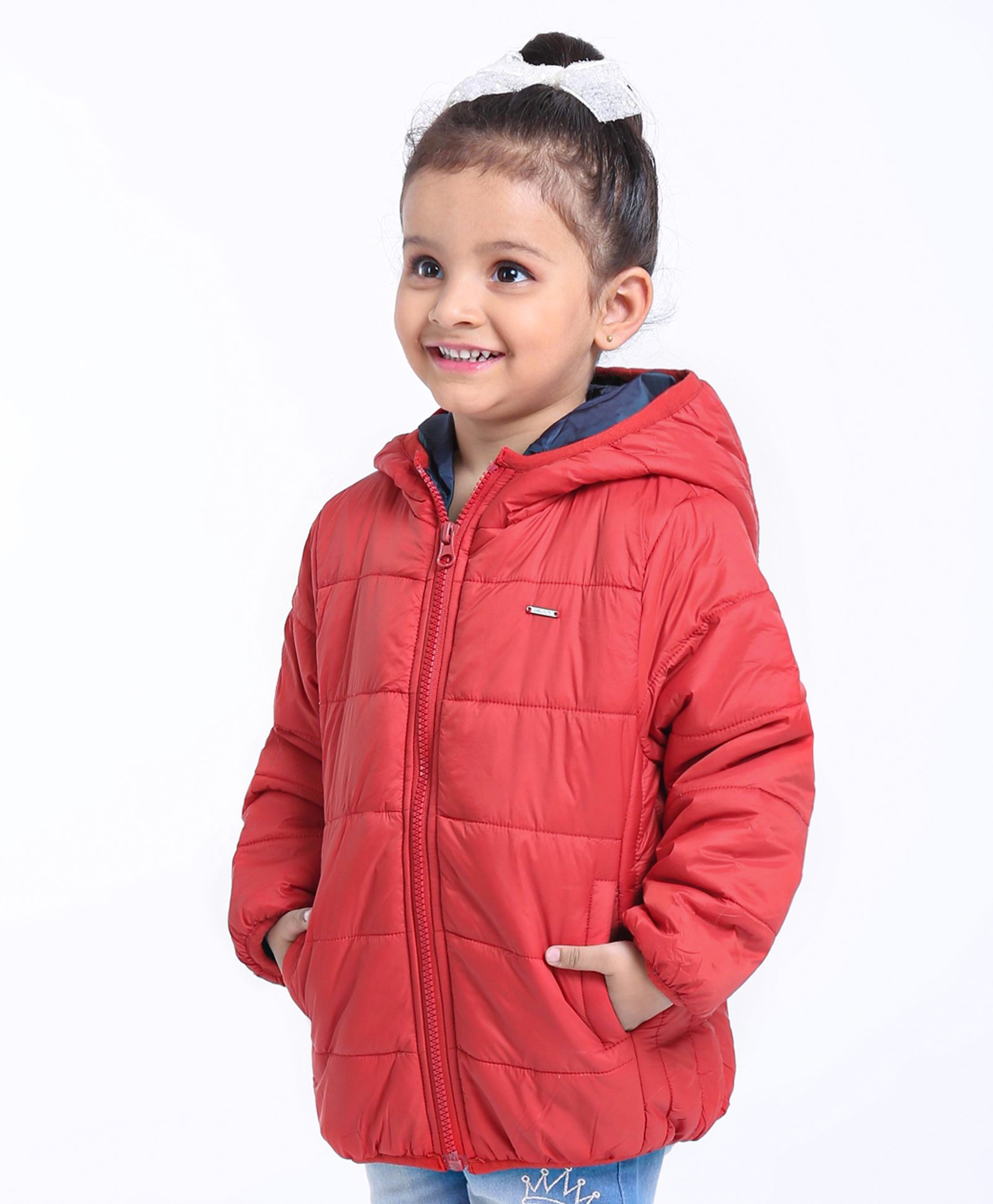 Babyoye Full Sleeves Hooded Padded Jacket - Red-image-26