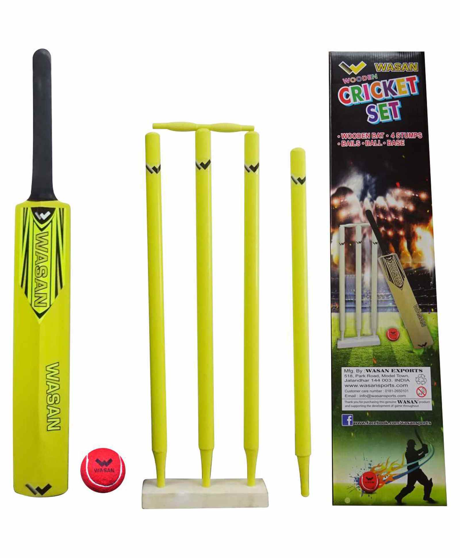 Wasan Cricket Set Size 5 with Box - Yellow-image-44