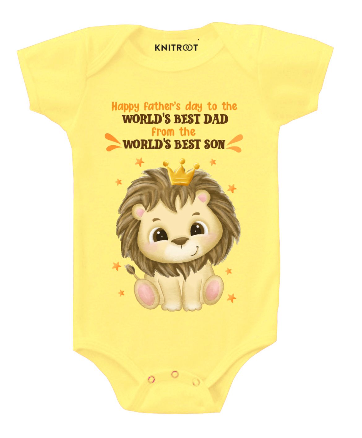 KNITROOT Short Sleeves Best Son Print Onesie - Yellow-image-37