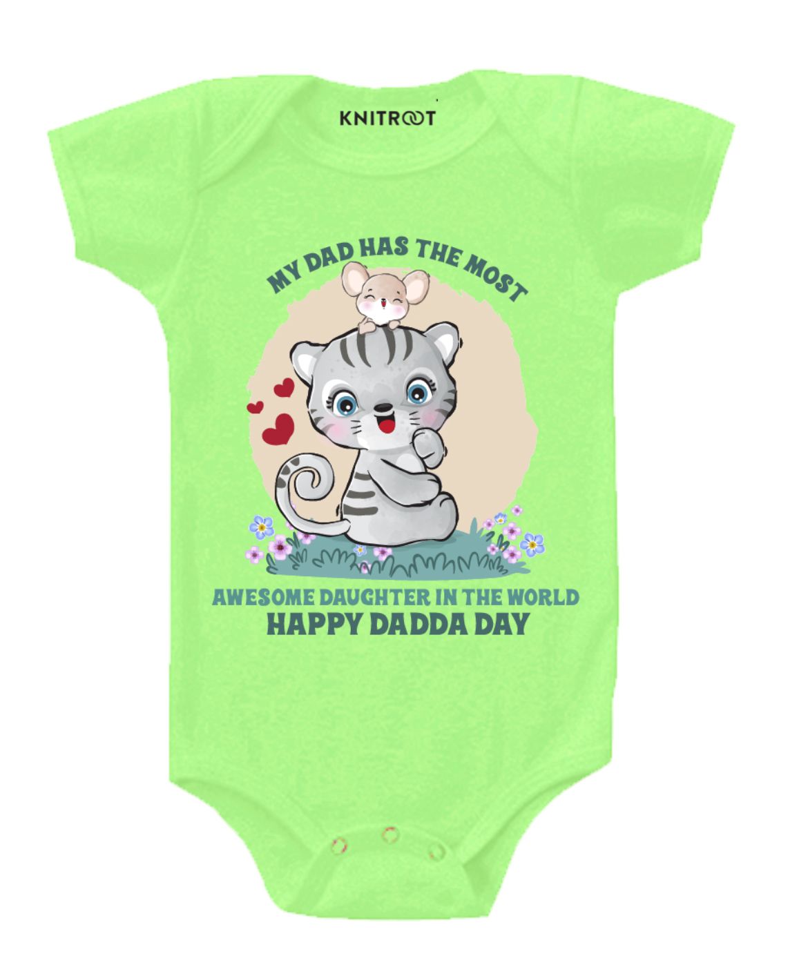 KNITROOT Short Sleeves Dad Has The Most Print Onesie - Green-image-38