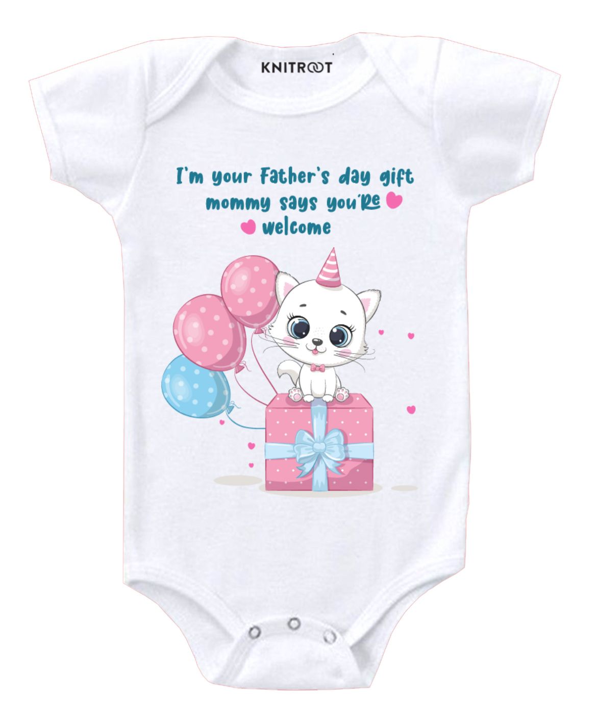 KNITROOT Short Sleeves Fathers Day Gift Print Onesie - White-image-33