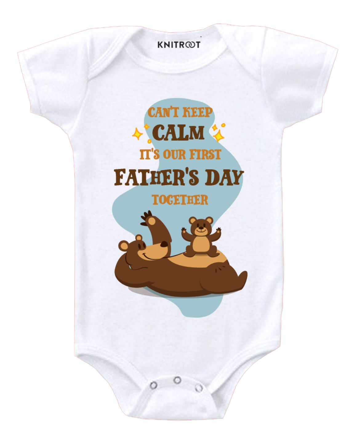 KNITROOT Short Sleeves Fathers Day Together Print Onesie- White-picture-26