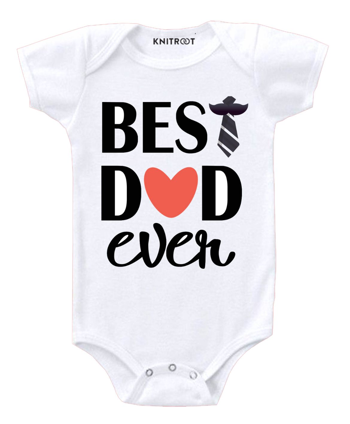 KNITROOT Short Sleeves Best Dad Ever Heart Print Onesie - White-picture-15