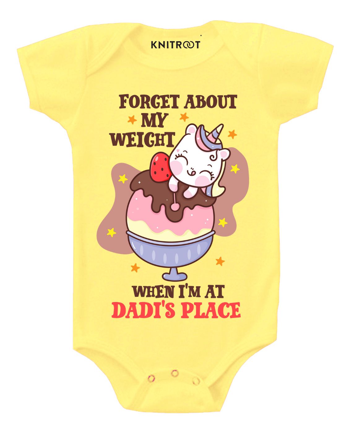 KNITROOT Short Sleeves Forget About My Weight Print Onesie - Yellow-image-43