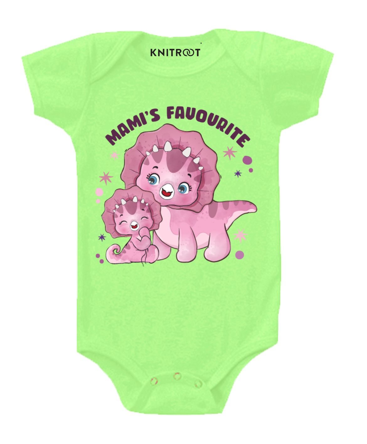 KNITROOT Mami's Favorite Print Short Sleeves Onesie - Green-image-13