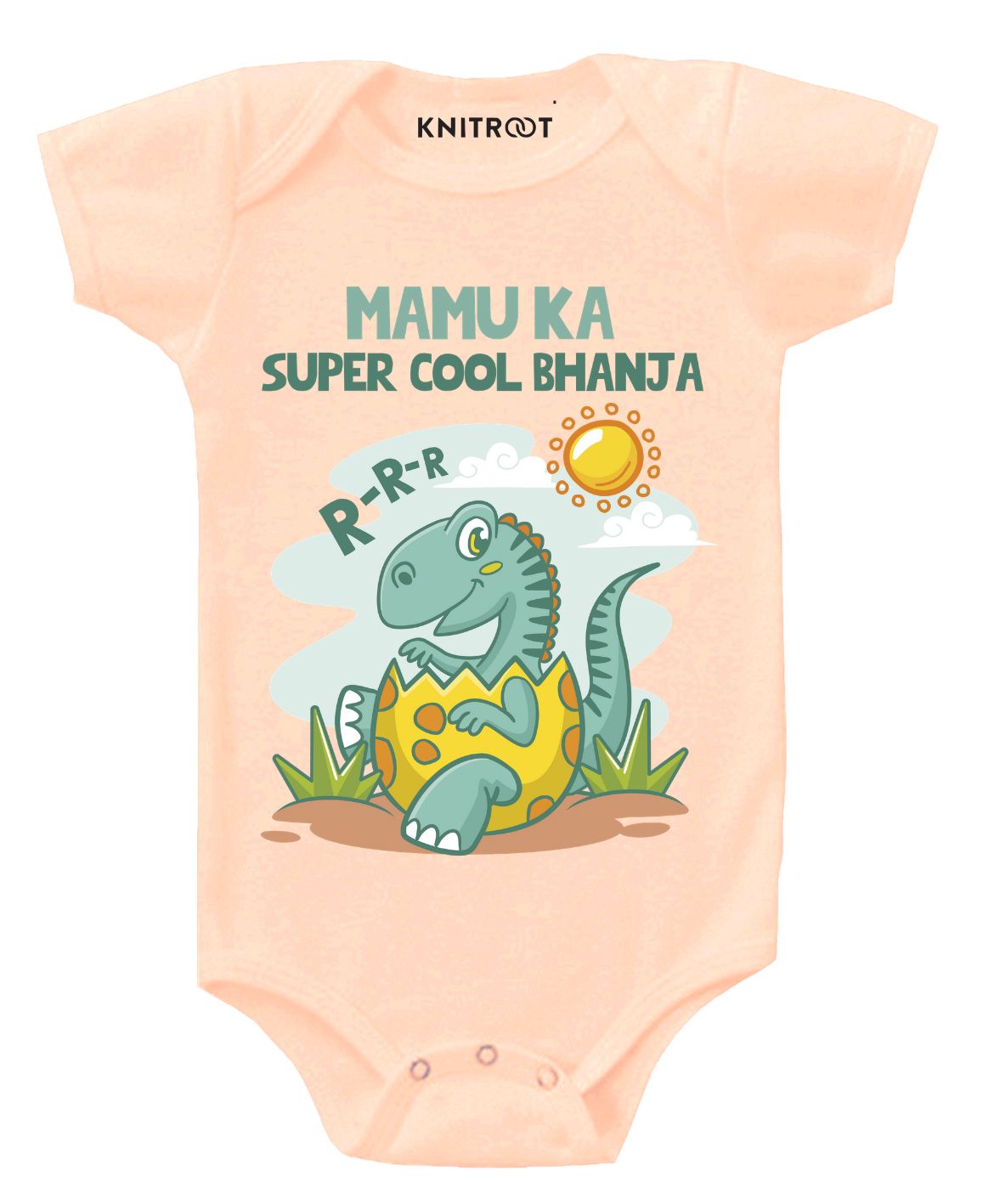 KNITROOT Short Sleeves Super Cool Bhanja Print Onesie - Peach-image-30