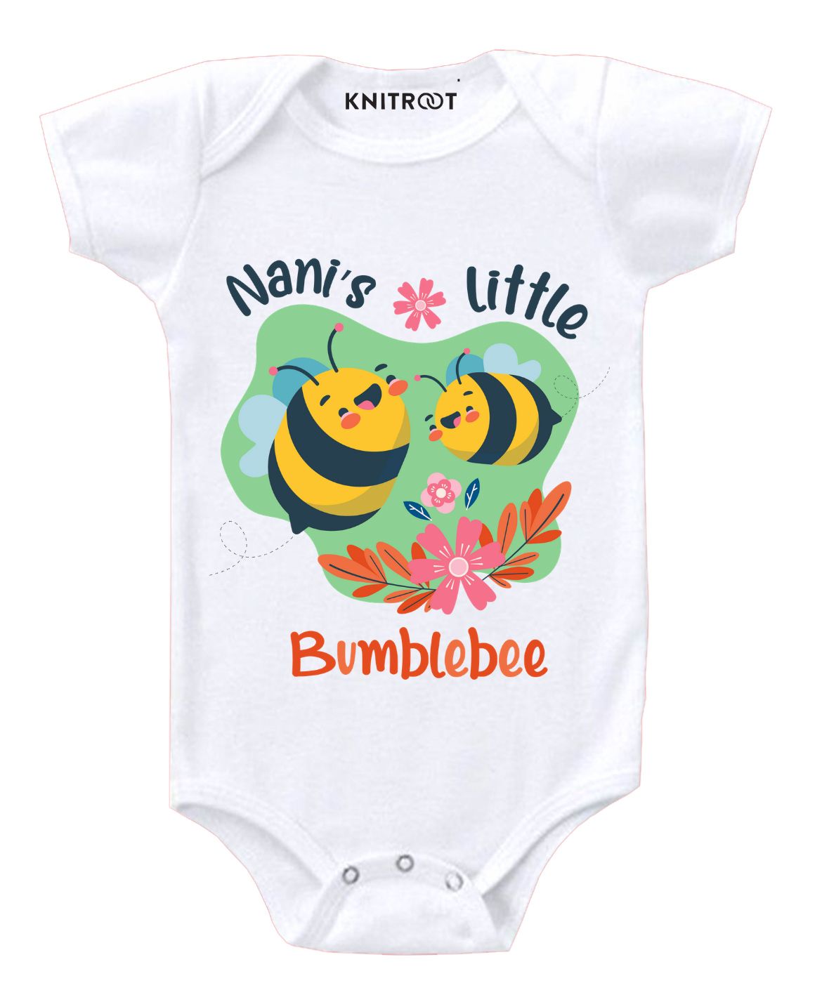 KNITROOT Short Sleeves Nani's Little Print Onesie - White-image-24