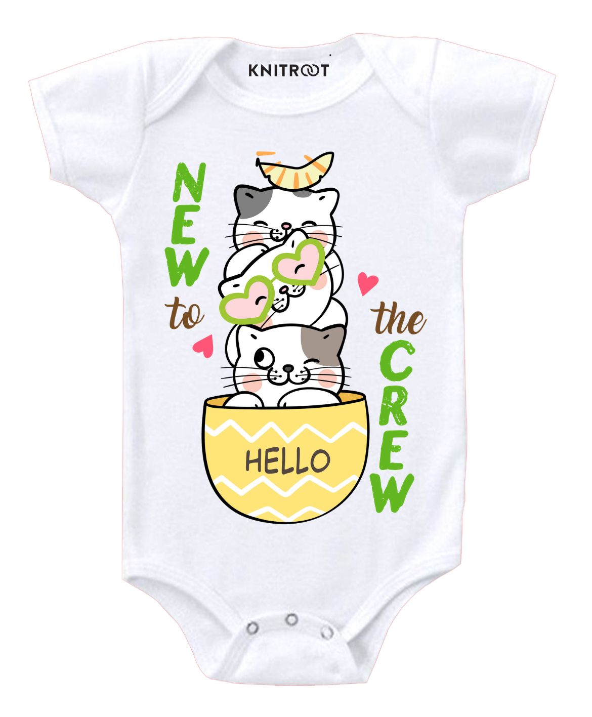 KNITROOT New To The Crew Print Short Sleeves Onesie - White-image-45