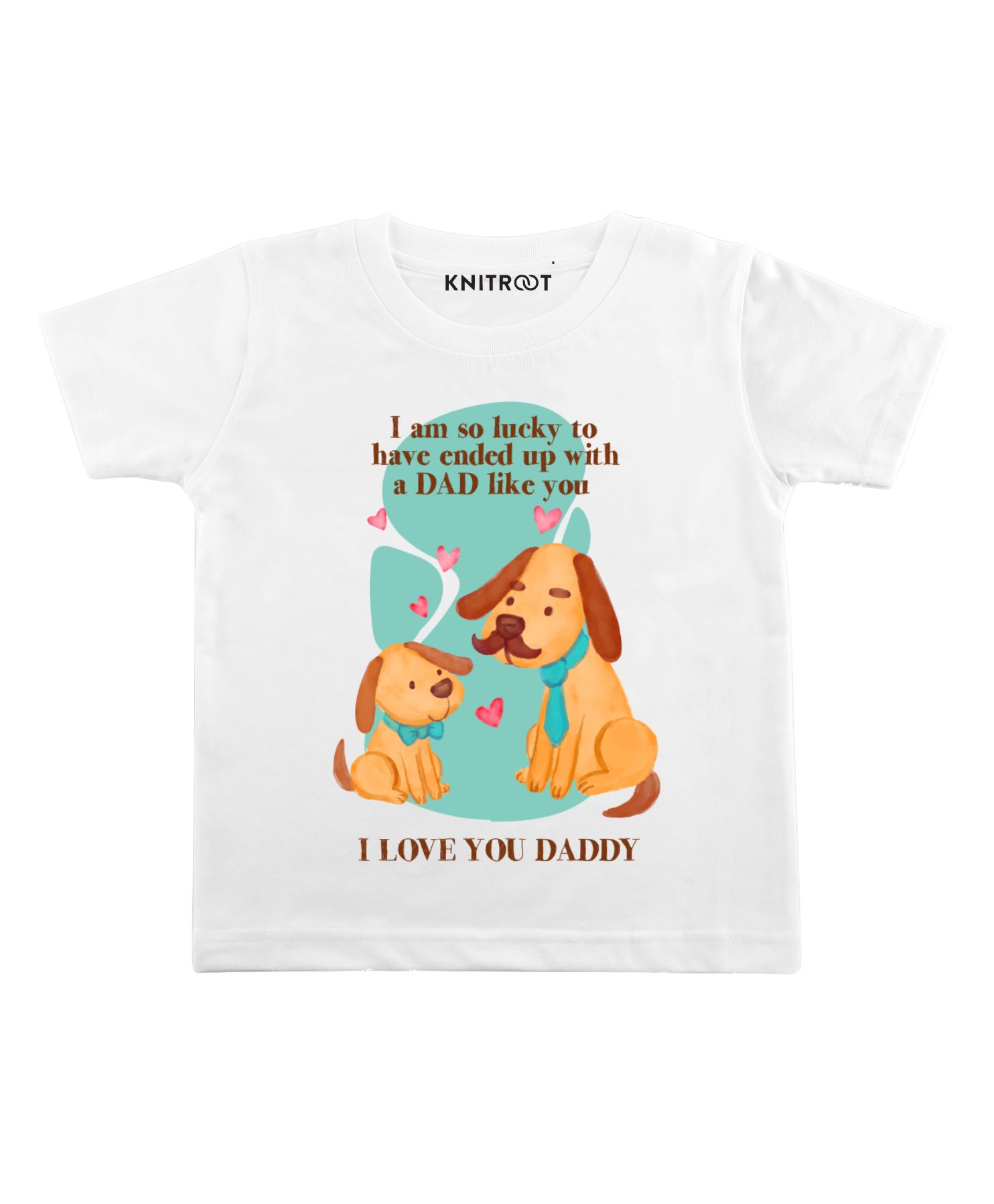 KNITROOT Half Sleeves I Love You Daddy Print Tee - White-image-20