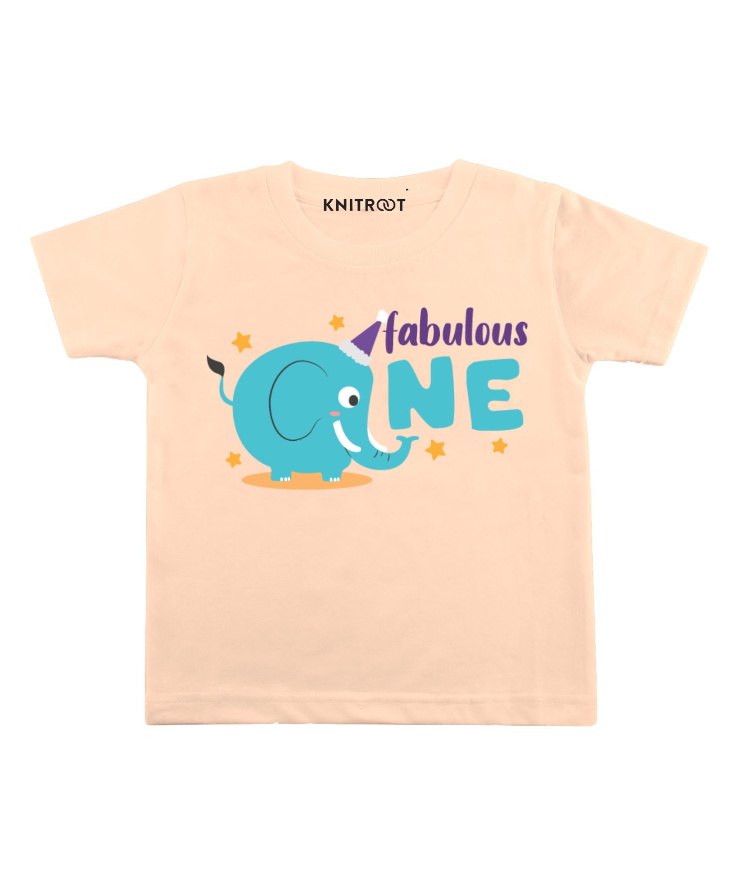 KNITROOT Half Sleeves Fabulous One Print Tee - Peach-image-39