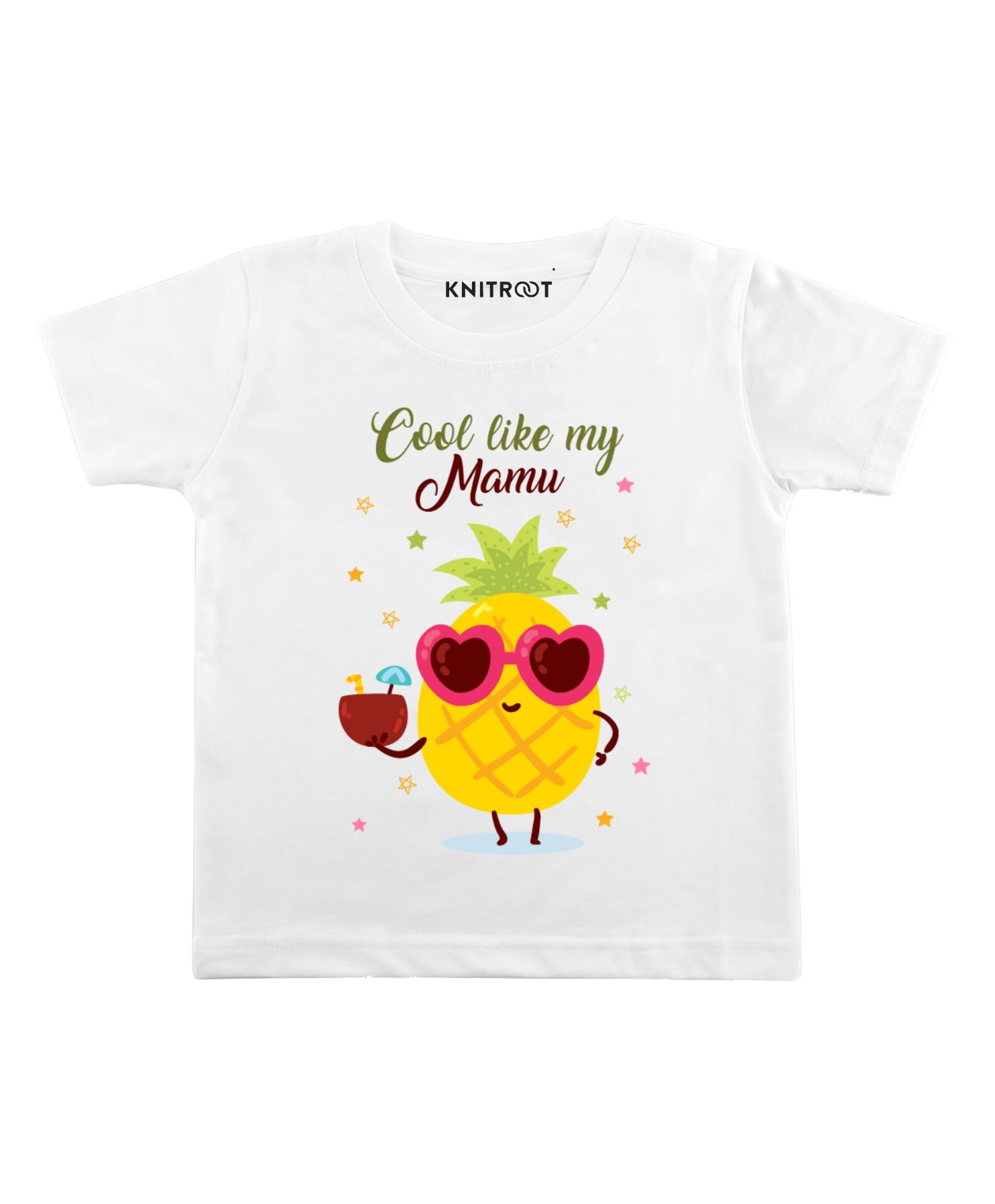 KNITROOT Half Sleeves Cool Like My Mamu Print Tee - White-image-20