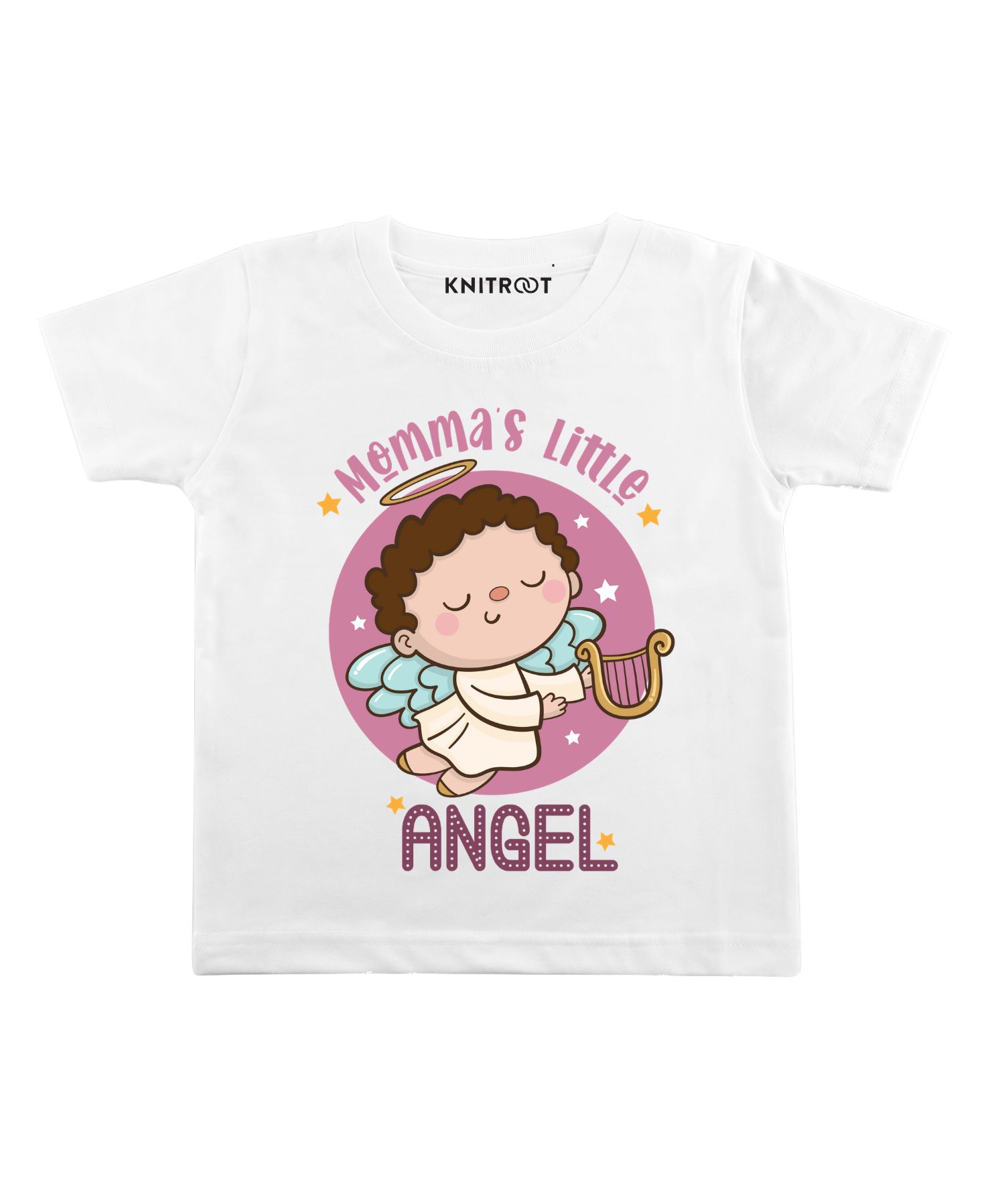 KNITROOT Half Sleeves Angel Print Tee - White-picture-22