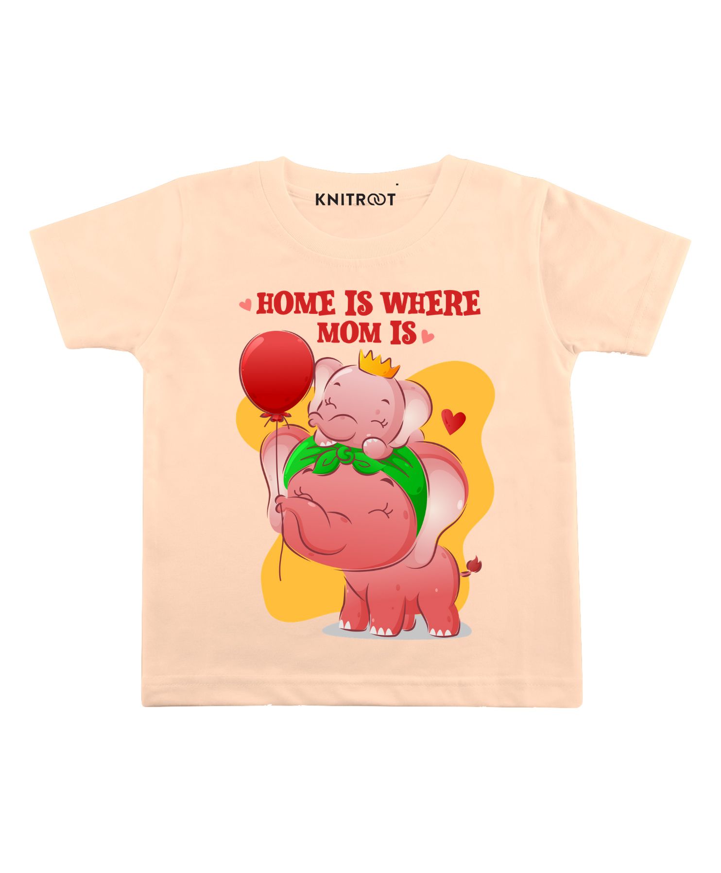 KNITROOT Half Sleeves Home Is Where Mom Is Print Tee - Peach-image-38