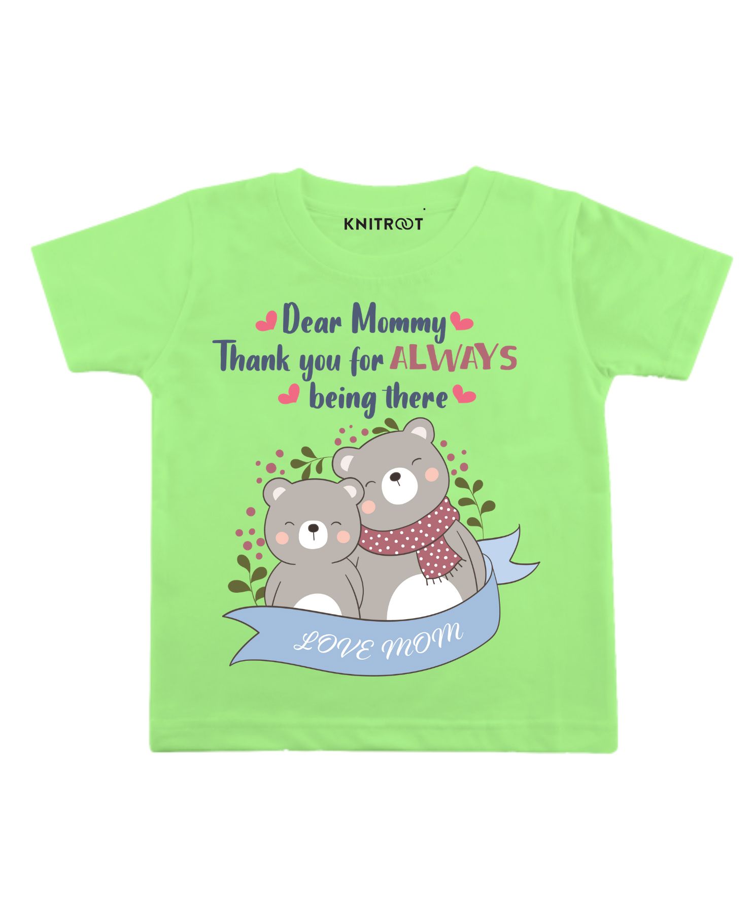 KNITROOT Half Sleeves Dear Mommy Print Tee - Green-image-24