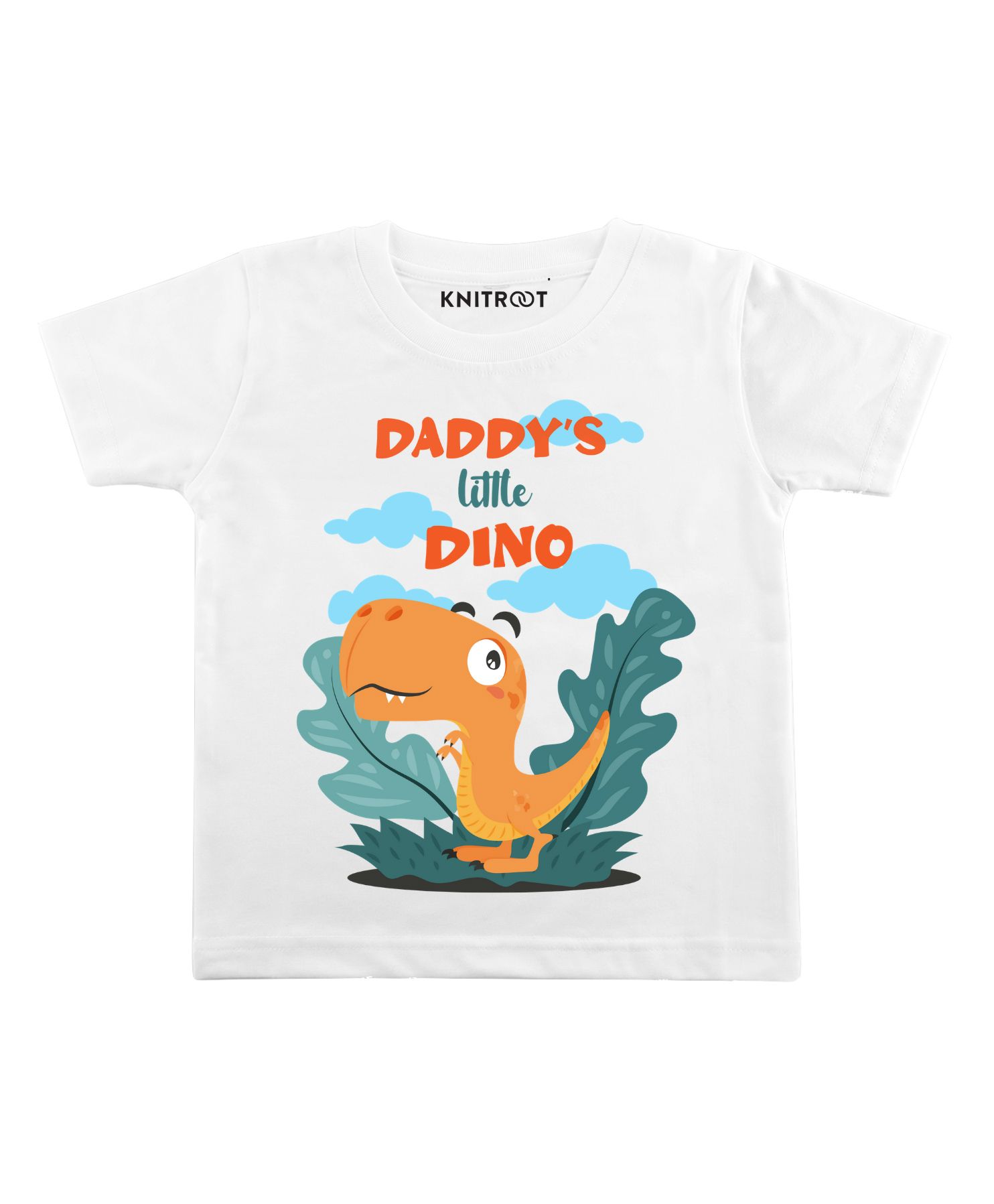 KNITROOT Like Dino Print Half Sleeves Tee - White-image-4