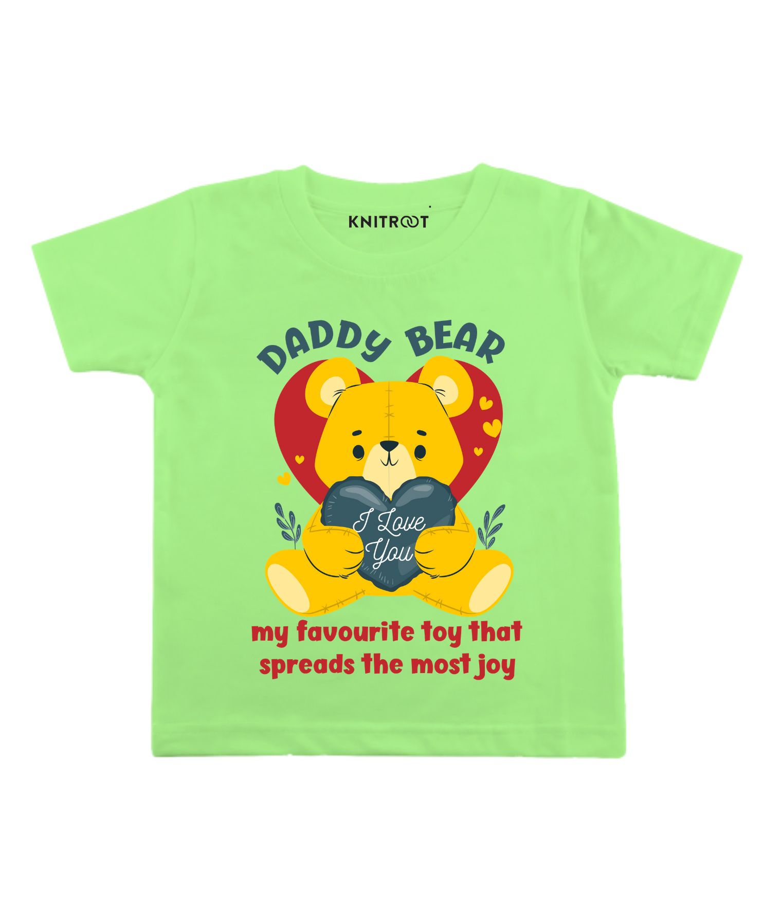 KNITROOT Daddy Bear Print Half Sleeves Tee - Green-image-0