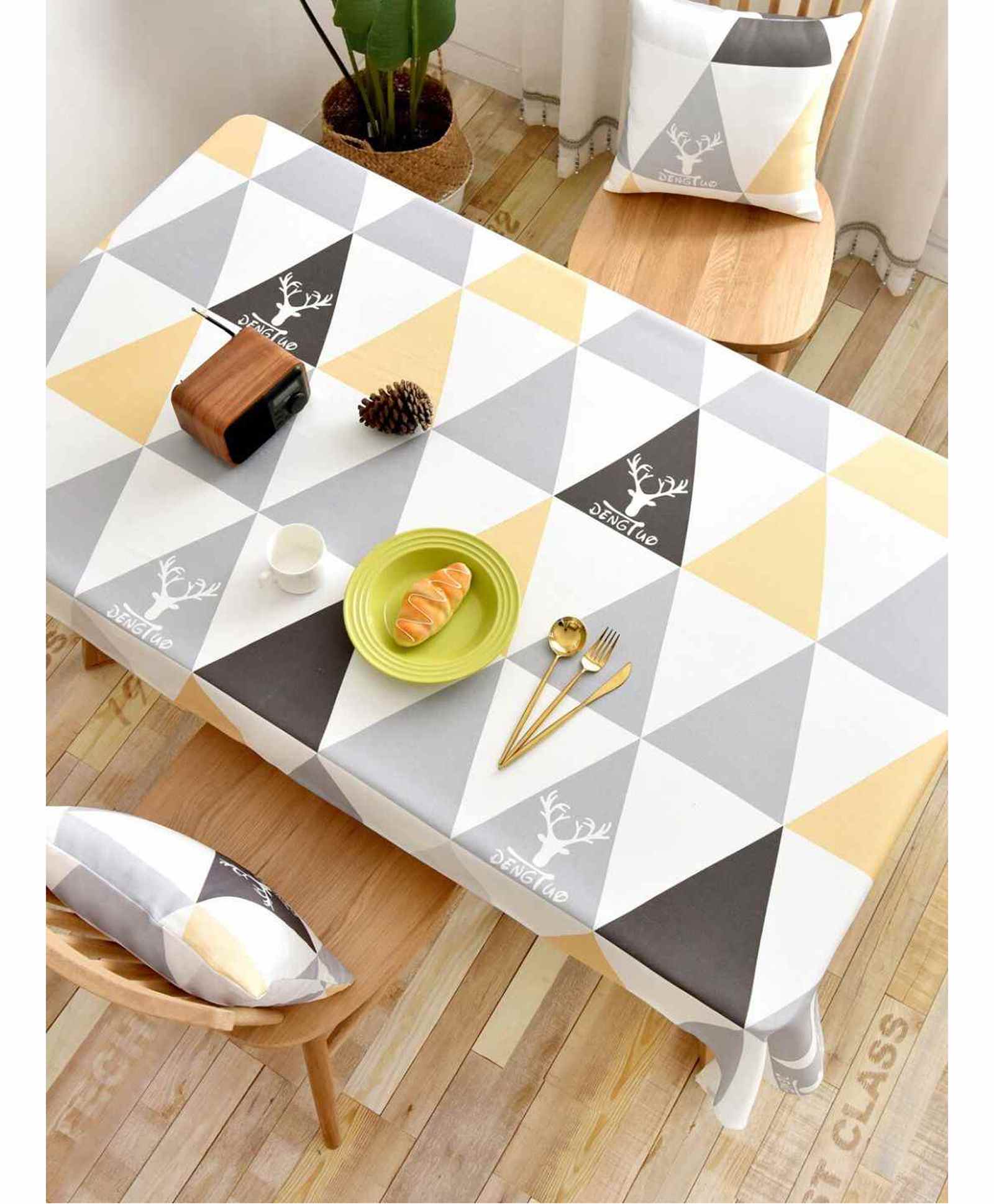 Elementary 100% Cotton Printed Tablecover 8 to 10 Seater - Blue-image-5