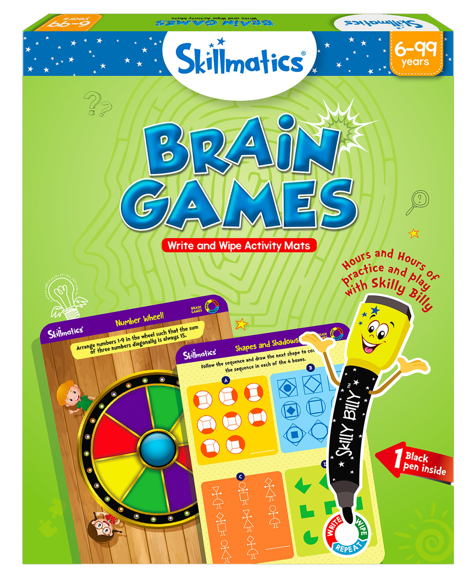 Skillmatics Educational Game - Brain Games Reusable Activity Mats with Dry Erase Marker Gifts Travel Toy Ages 6 and Up-image-19