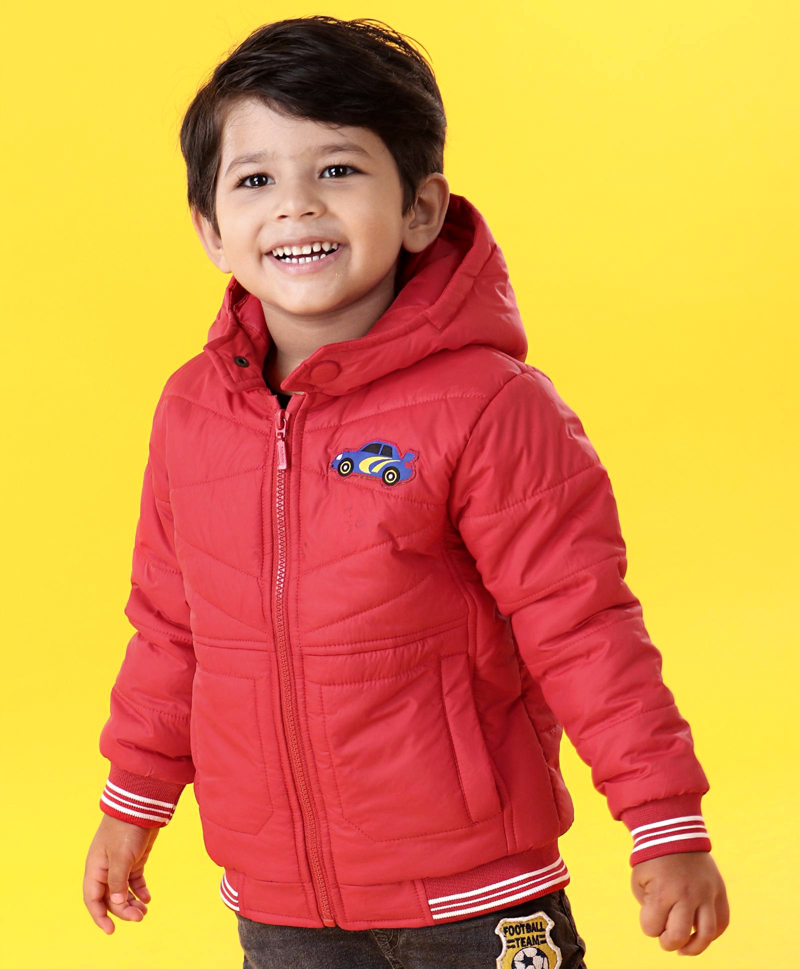 Babyhug Sleeveless Quilted Jacket with Badge - Red-image-0