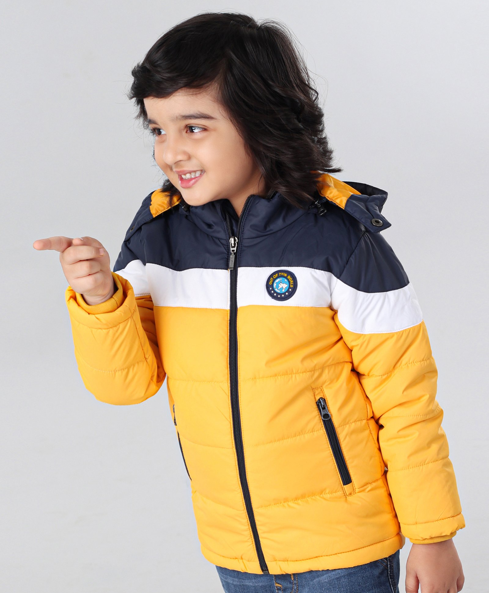 Babyhug Full Sleeves Striped Padded Jacket - Yellow-picture-11